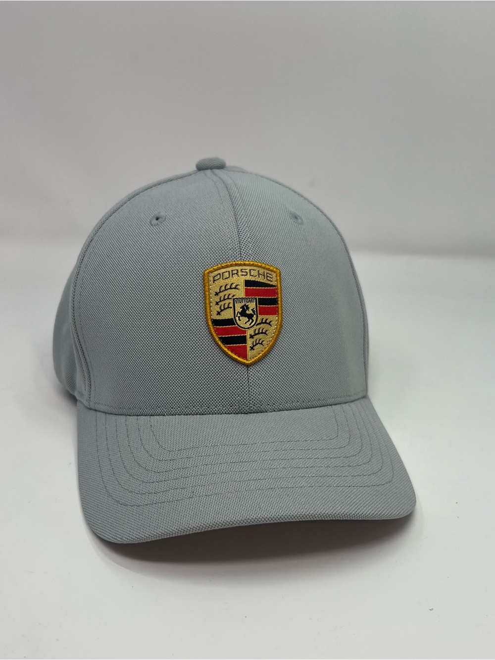 Genuine Porsche Porsche Grey Flexfit Ball Cap Trucker Hat Crest Patch On Front